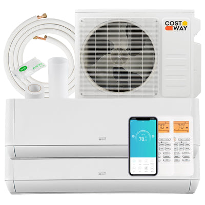 *36000 BTU 2 Zone 21.5 SEER2 Mini Split AC with Heat Pump Energy Star Certified - 18K + 18K
