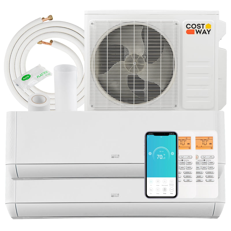 *36000 BTU 2 Zone 21.5 SEER2 Mini Split AC with Heat Pump Energy Star Certified - 18K + 18K
