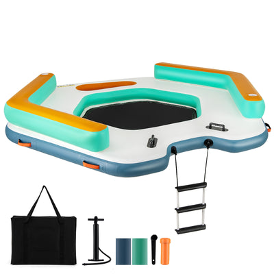 *8.7 Feet Inflatable Floating Dock with Detachable Ladder and Mesh Swim Lounge