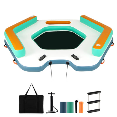 *8.7 Feet Inflatable Floating Dock with Detachable Ladder and Mesh Swim Lounge