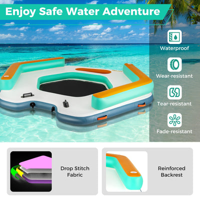 *8.7 Feet Inflatable Floating Dock with Detachable Ladder and Mesh Swim Lounge