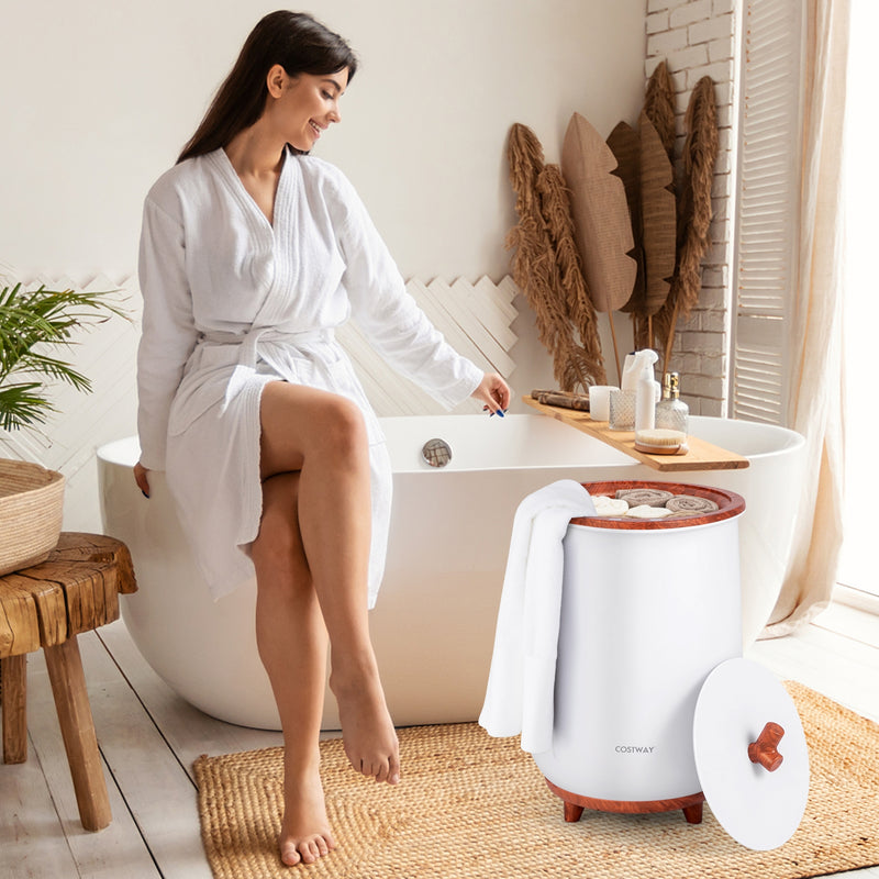 *23L Large Luxury Bucket-Style Towel Warmer with Fragrant Disc Holder - Coffee