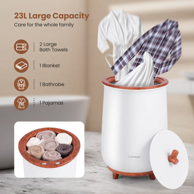 *23L Large Luxury Bucket-Style Towel Warmer with Fragrant Disc Holder - Coffee