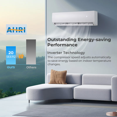 *18000 BTU 2 Zone 20 SEER2 Mini Split AC with Heat Pump - 12K + 12K