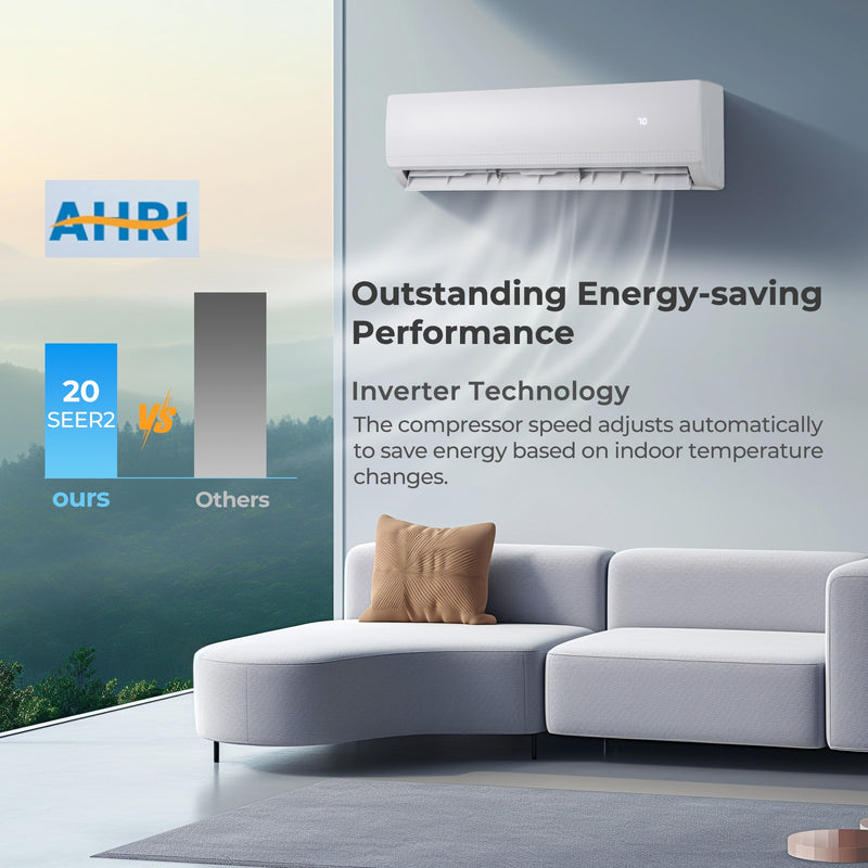 *18000 BTU 2 Zone 20 SEER2 Mini Split AC with Heat Pump - 12K + 12K