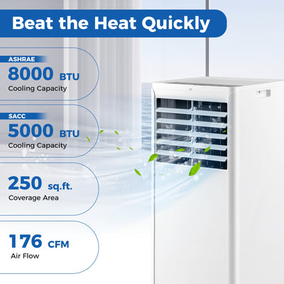 *4-in-1 8000 BTU Portable Air Conditioner with Fan and Dehumidifier