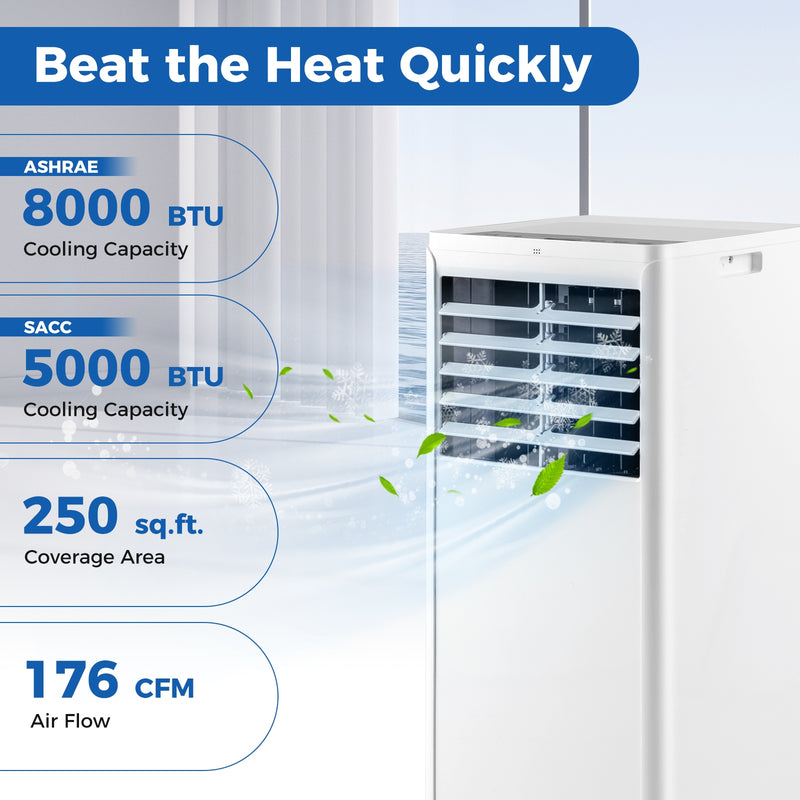 *4-in-1 8000 BTU Portable Air Conditioner with Fan and Dehumidifier
