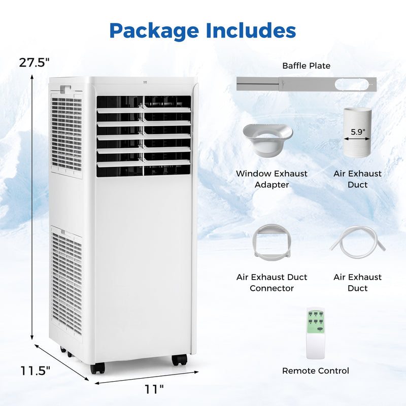 *4-in-1 8000 BTU Portable Air Conditioner with Fan and Dehumidifier