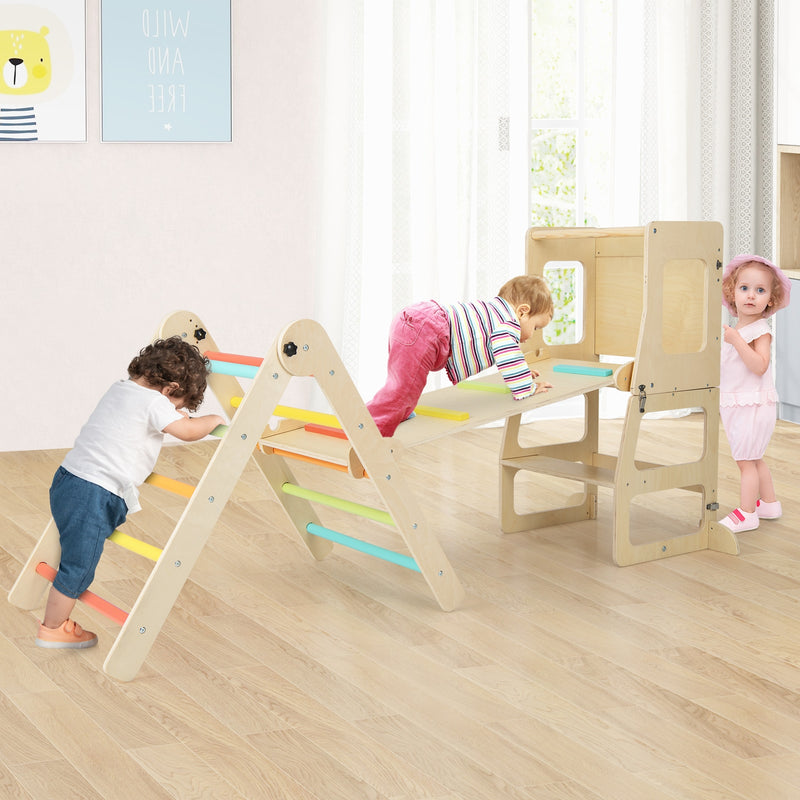 backordered - *7-in-1 Toddler Climbing Toy Connected Table and Chair Set for Boys and Girls Aged 3-14 Years Old - Multicolor