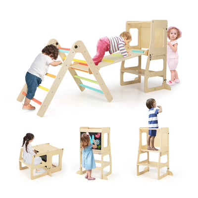 backordered - *7-in-1 Toddler Climbing Toy Connected Table and Chair Set for Boys and Girls Aged 3-14 Years Old - Multicolor