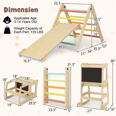backordered - *7-in-1 Toddler Climbing Toy Connected Table and Chair Set for Boys and Girls Aged 3-14 Years Old - Multicolor