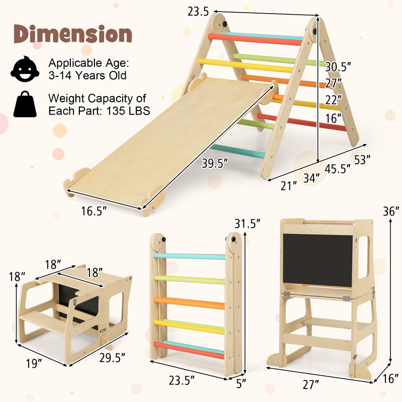backordered - *7-in-1 Toddler Climbing Toy Connected Table and Chair Set for Boys and Girls Aged 3-14 Years Old - Multicolor