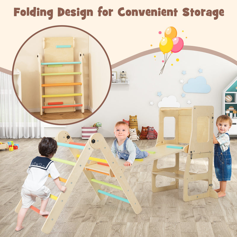 backordered - *7-in-1 Toddler Climbing Toy Connected Table and Chair Set for Boys and Girls Aged 3-14 Years Old - Multicolor