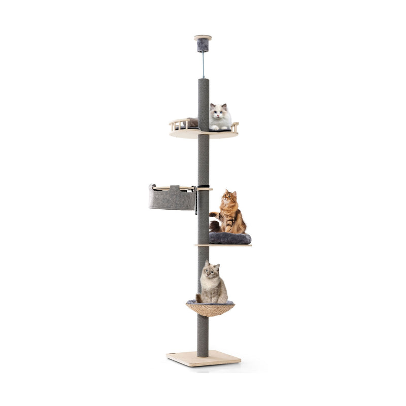 *Floor to Ceiling Cat Tree with 93 Inch-107 Inch Adjustable Height - Gray