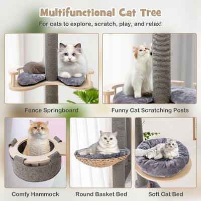 *Floor to Ceiling Cat Tree with 93 Inch-107 Inch Adjustable Height - Gray
