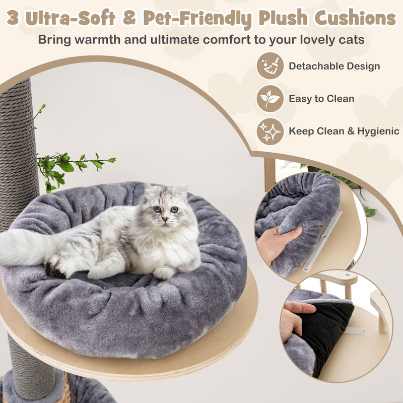 *Floor to Ceiling Cat Tree with 93 Inch-107 Inch Adjustable Height - Gray