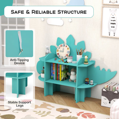 Kids Bookcase Shelf Toy Storage Organizer with Open Storage Shelves-Dinosaur