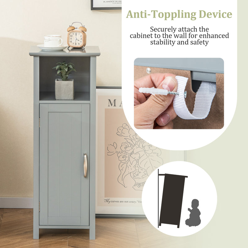 Bathroom Storage Organizer with 2-Tier Cabinet-Gray
