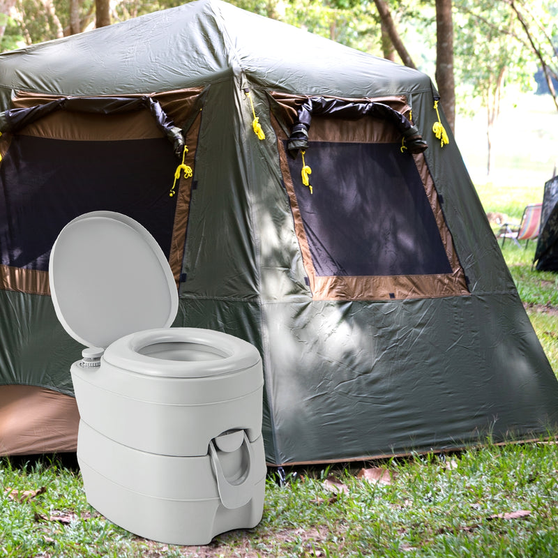 *Portable Toilet Compact Indoor Outdoor Commode with 5.2 Gallon Detachable Waste Tank - Gray