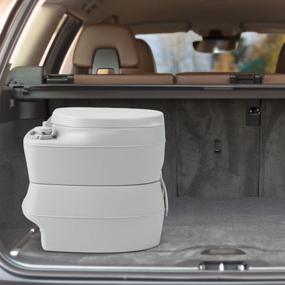 *Portable Toilet Compact Indoor Outdoor Commode with 5.2 Gallon Detachable Waste Tank - Gray