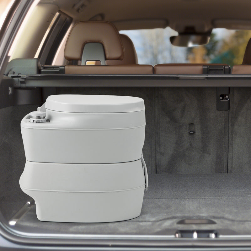 *Portable Toilet Compact Indoor Outdoor Commode with 5.2 Gallon Detachable Waste Tank - Gray