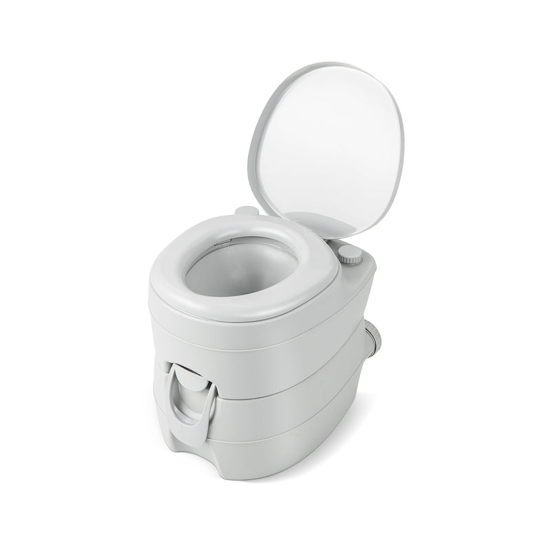 *Portable Toilet Compact Indoor Outdoor Commode with 5.2 Gallon Detachable Waste Tank - Gray
