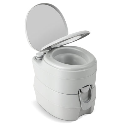 *Portable Toilet Compact Indoor Outdoor Commode with 5.2 Gallon Detachable Waste Tank - Gray