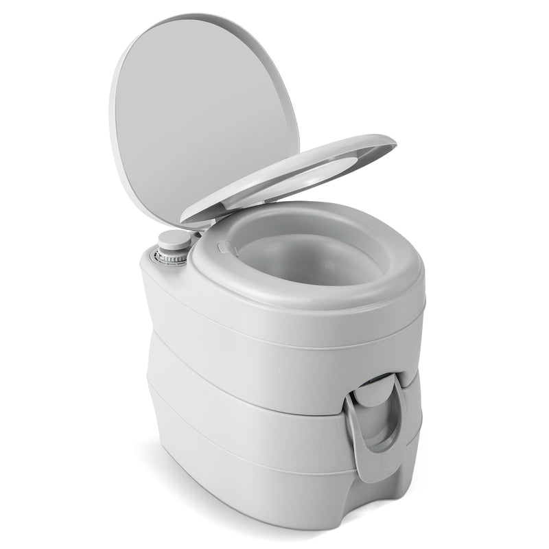 *Portable Toilet Compact Indoor Outdoor Commode with 5.2 Gallon Detachable Waste Tank - Gray