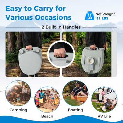 *Portable Toilet Compact Indoor Outdoor Commode with 5.2 Gallon Detachable Waste Tank - Gray