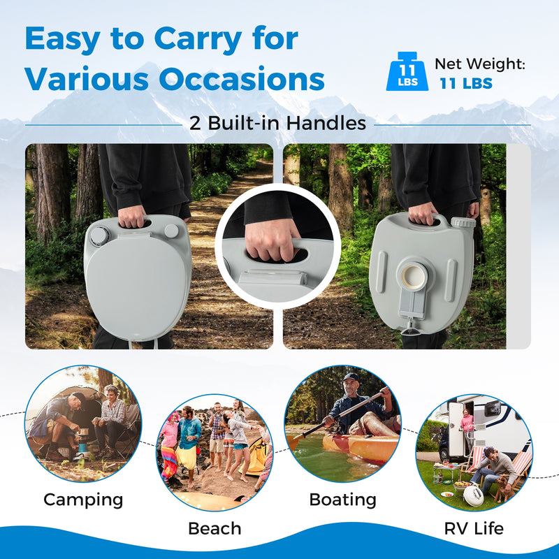 *Portable Toilet Compact Indoor Outdoor Commode with 5.2 Gallon Detachable Waste Tank - Gray
