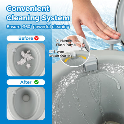 *Portable Toilet Compact Indoor Outdoor Commode with 5.2 Gallon Detachable Waste Tank - Gray