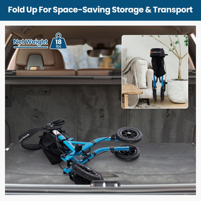 Height Adjustable Rollator Walker Foldable Rolling Walker with Seat for Seniors-Blue