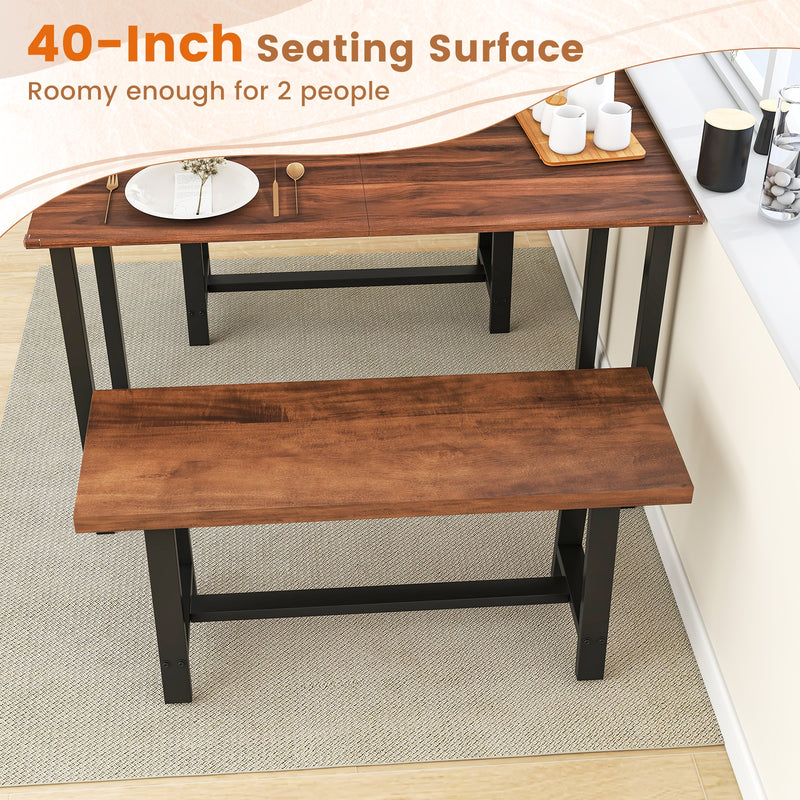 40 Inch Dining Bench 2 Person Entryway Shoe Bench with Metal Frame-40 inches