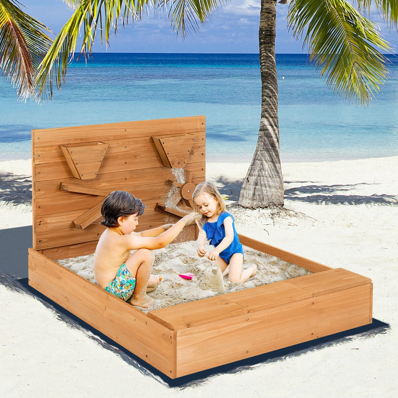 *Kids Wooden Square Sandbox with Cover