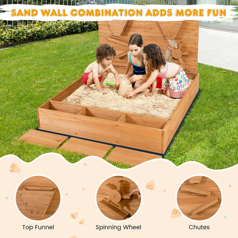 *Kids Wooden Square Sandbox with Cover