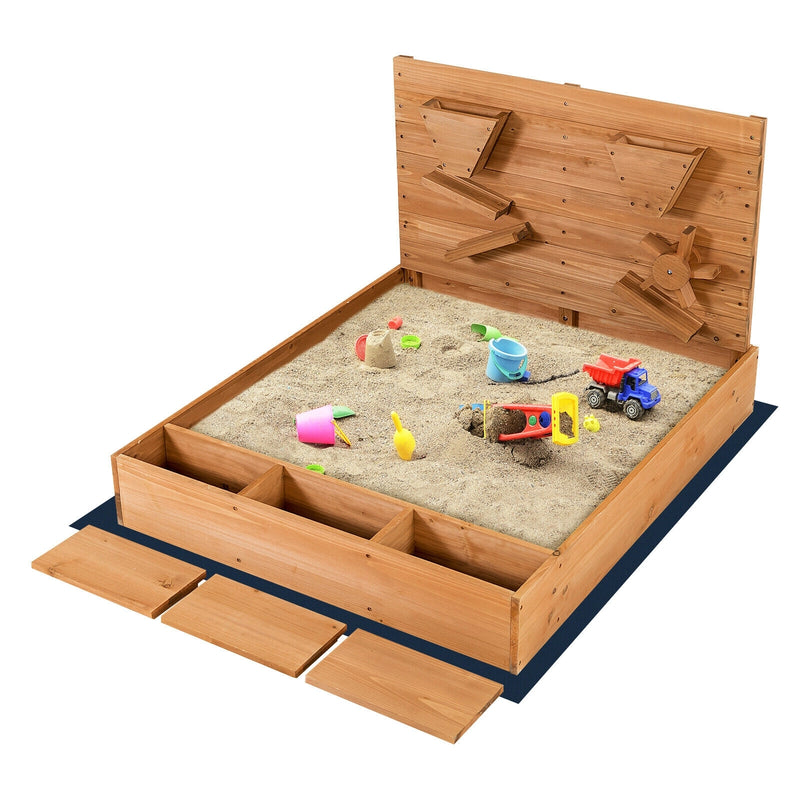 *Kids Wooden Square Sandbox with Cover