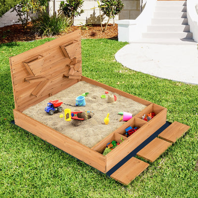 *Kids Wooden Square Sandbox with Cover