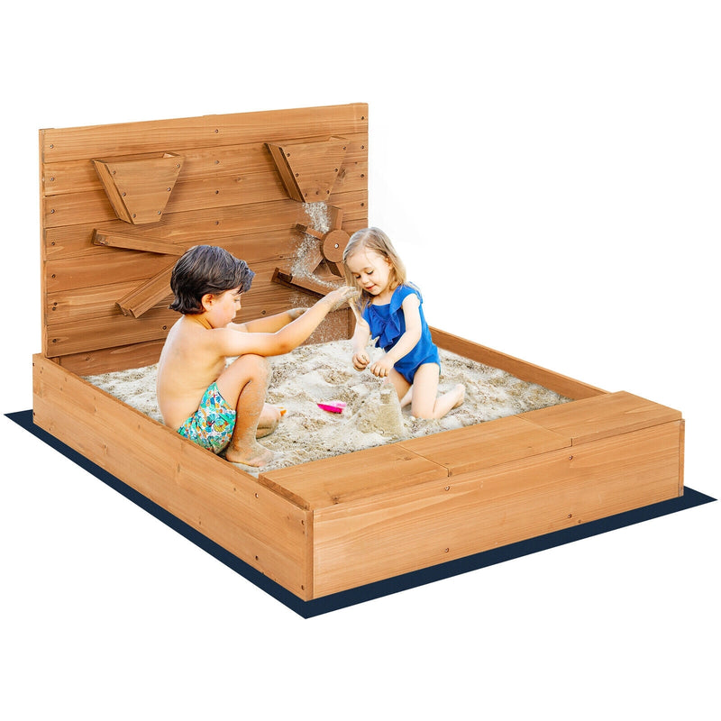 *Kids Wooden Square Sandbox with Cover