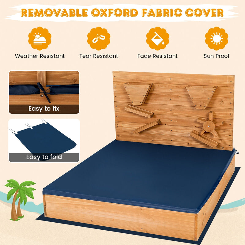 *Kids Wooden Square Sandbox with Cover