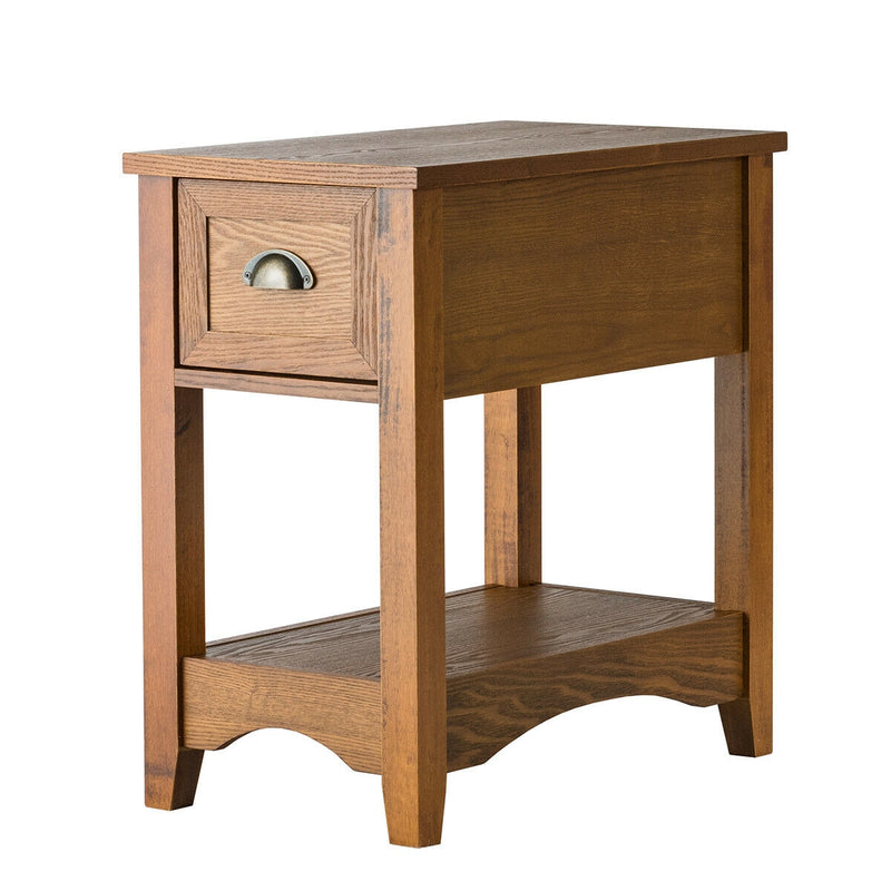 *Contemporary Chairside End Table Compact Table with Drawer Nightstand - Yellow