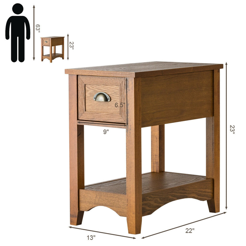 *Contemporary Chairside End Table Compact Table with Drawer Nightstand - Yellow