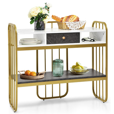 Console Table with Drawer Storage Shelf Wide Tabletop-White