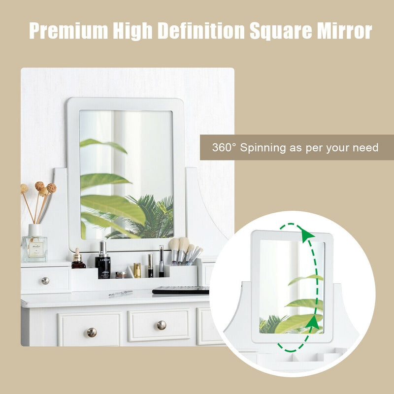 5 Drawers Removable Box Makeup Dressing Vanity Set-White