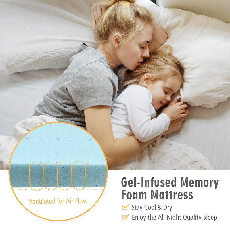 4 Inch Gel Injection Memory Foam Mattress Top Ventilated Mattress Double Bed-Twin Size