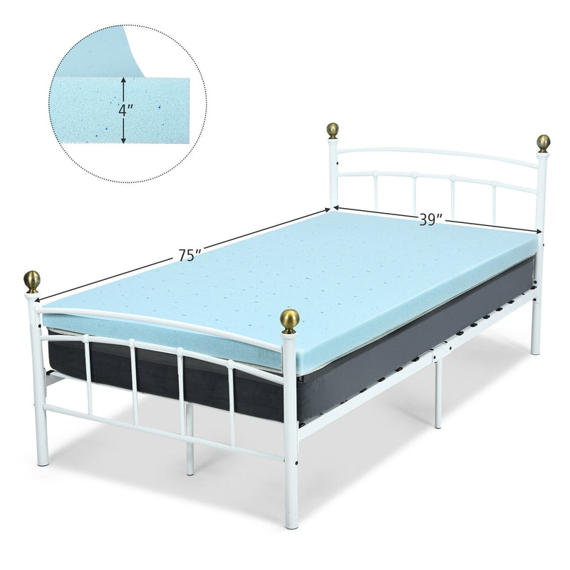 4 Inch Gel Injection Memory Foam Mattress Top Ventilated Mattress Double Bed-Twin Size