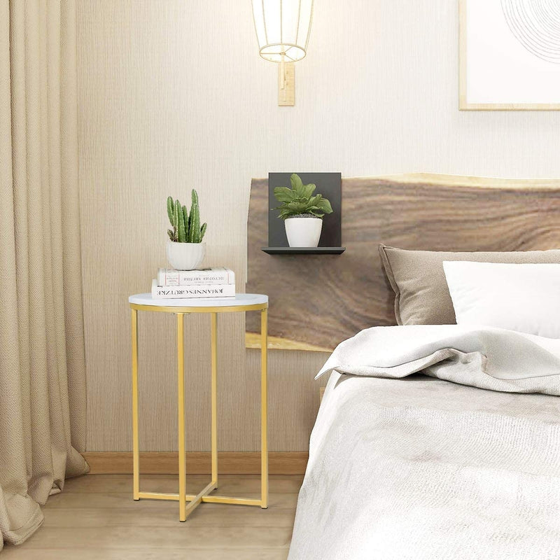 X-Shaped Marble Top Small Round Side Table End Table