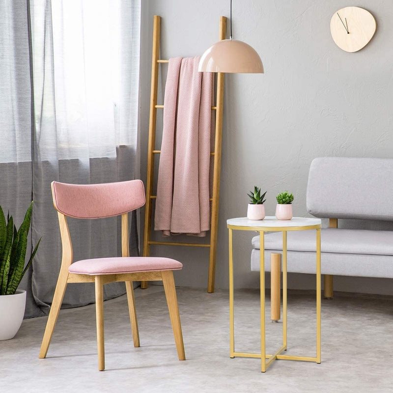 X-Shaped Marble Top Small Round Side Table End Table