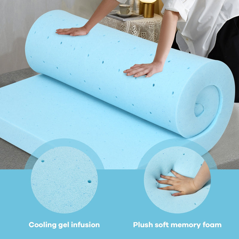 3 Inch Gel-Infused Cooling Bed Topper for All-Night Comfy-75 x 54 inch