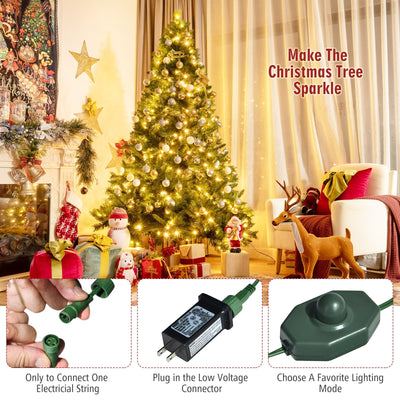 Pre-Lit Hinged Lifelike Lush Artificial Christmas Tree with PVC Tips-7'
