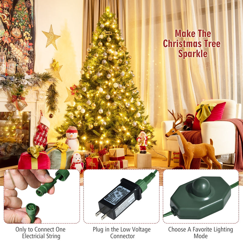 Pre-Lit Hinged Lifelike Lush Artificial Christmas Tree with PVC Tips-7&